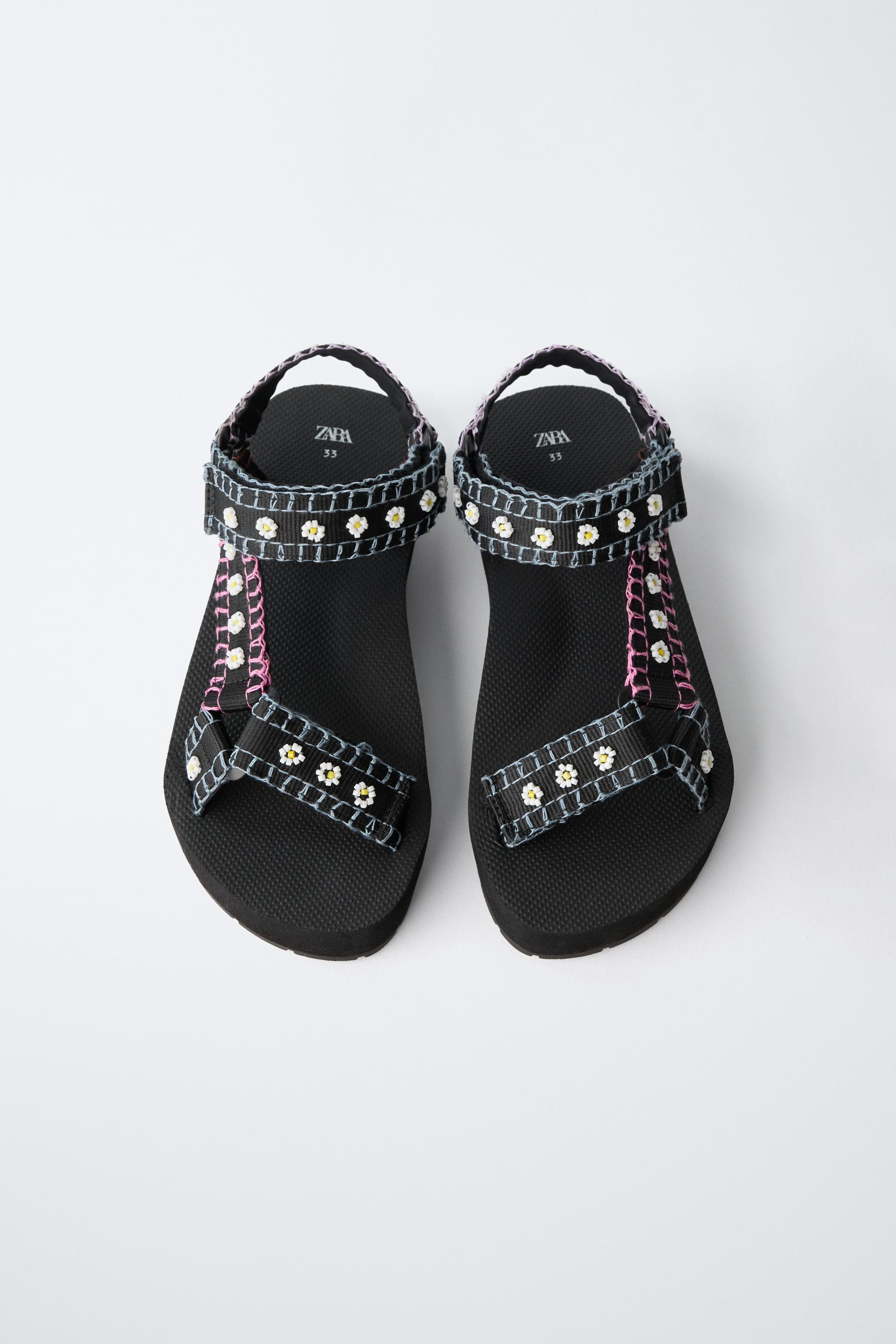 EMBROIDERED FLORAL SANDALS
