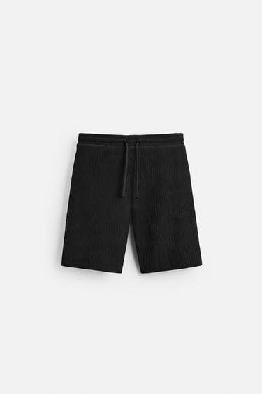 RELAXED FIT JACQUARD BERMUDA SHORTS - Black by Zara