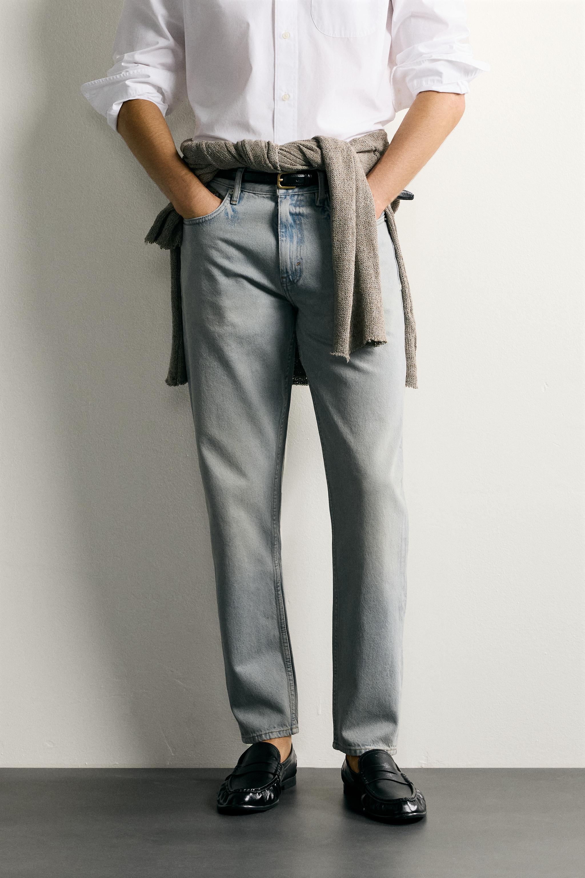 SLIM TAPERED FIT JEANS — Blue / Green