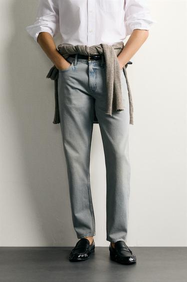 SLIM TAPERED FIT JEANS - Blue / Green by Zara