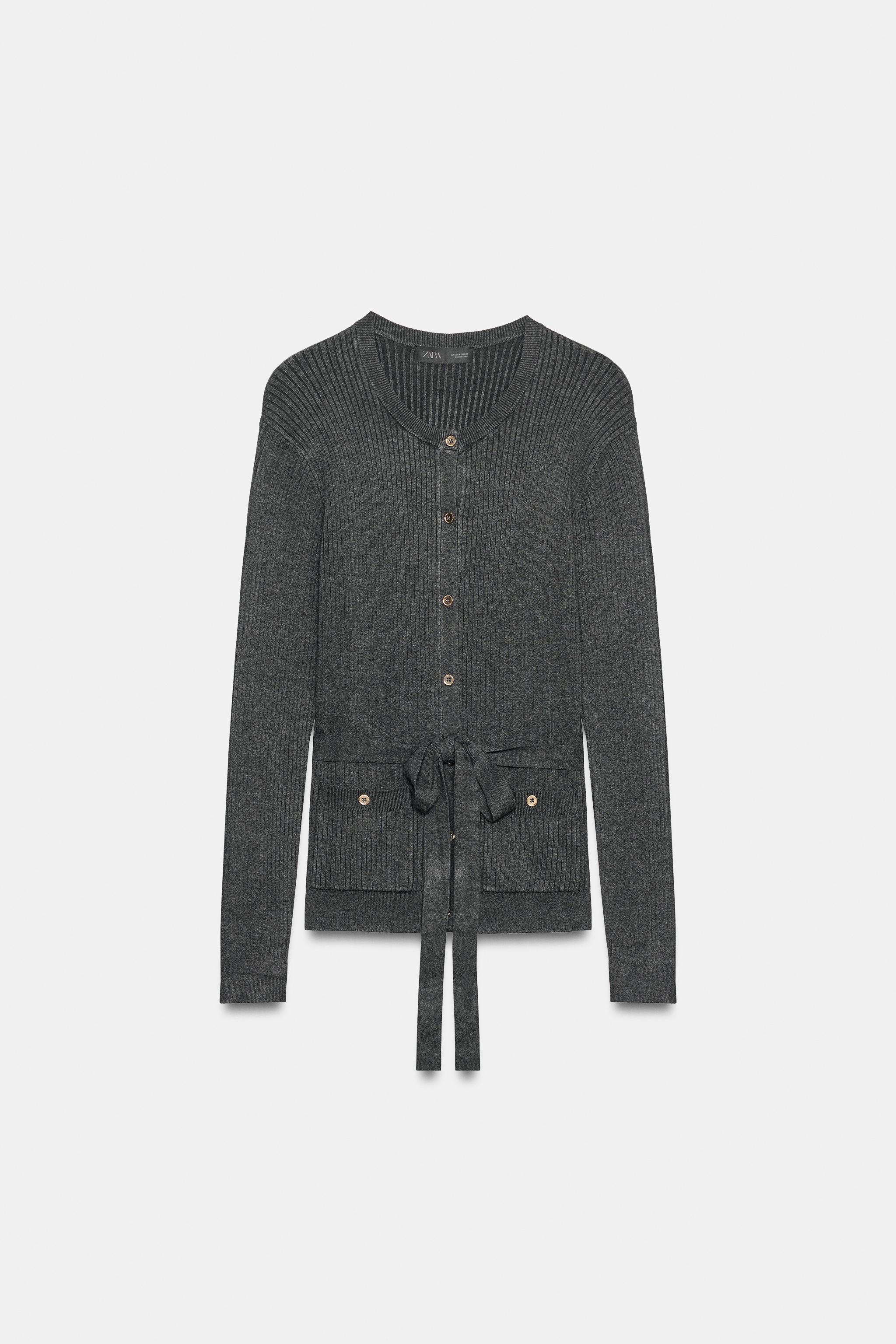 RIB KNIT BELTED CARDIGAN