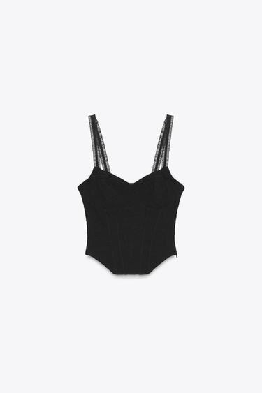 JACQUARD CORSETRY TOP - Black by Zara - Image 3