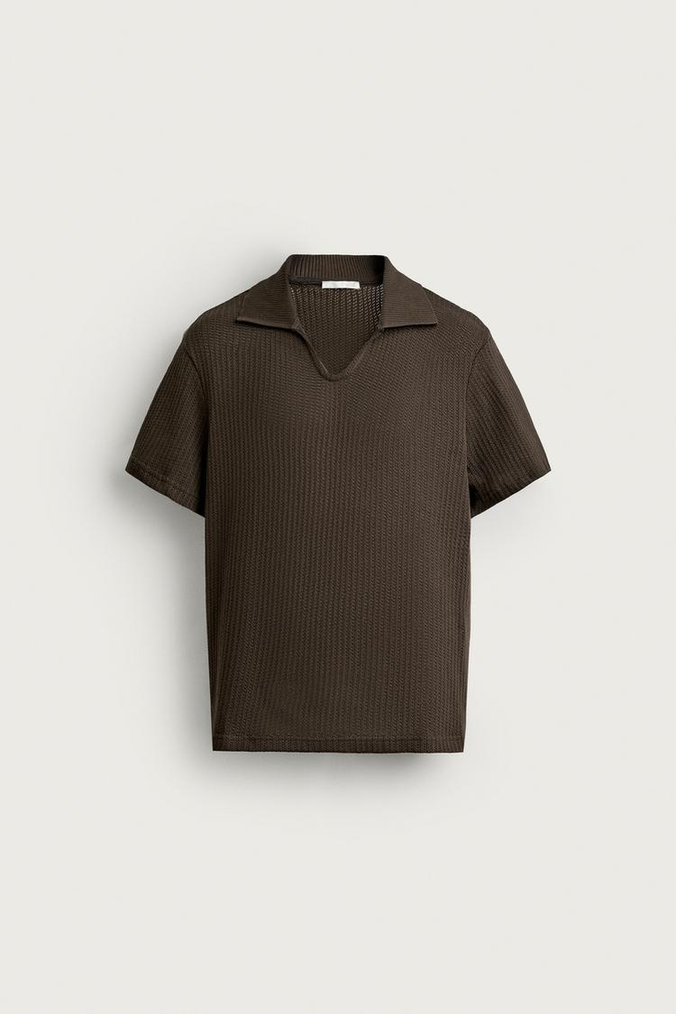 REGULAR FIT OPEN-KNIT POLO SHIRT
