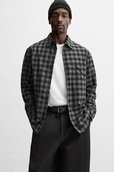 CAMISA FLUÍDA BOLSILLO - Gris de Zara