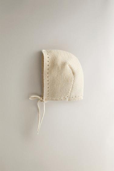Zara BABY KNIT BONNET - Ecru - Image 0