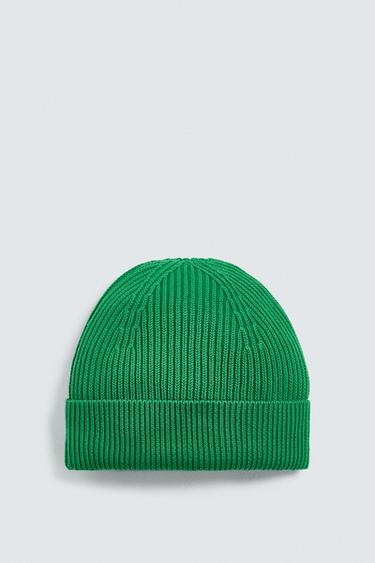 Zara BASIC KNIT HAT - Green