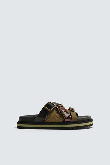 LTHR SNDLS - Sea green by Zara