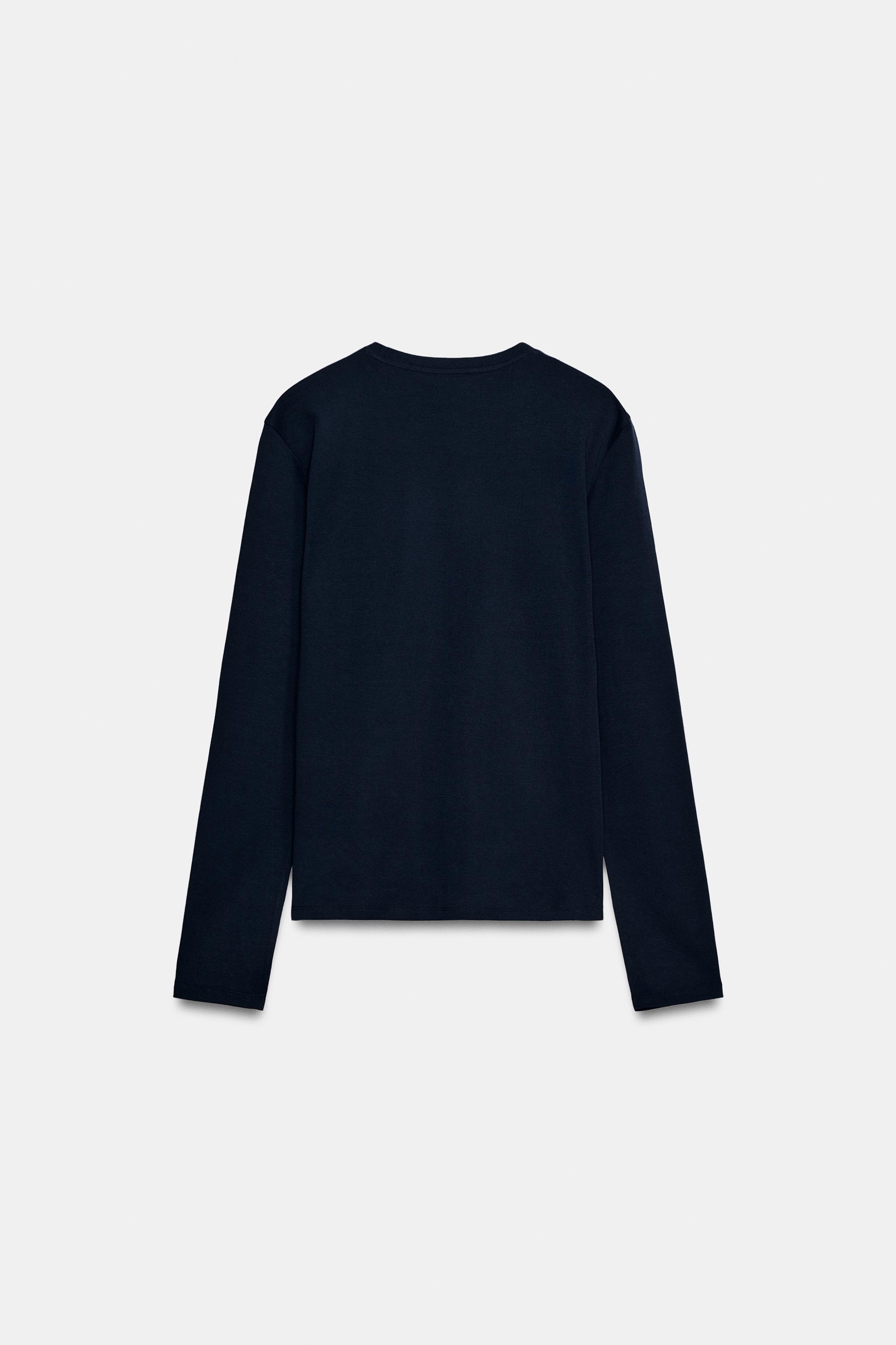Zara İNTERLOK UZUN KOLLU T-SHIRT görsel 6