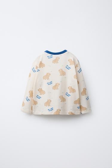 AGES 2-6/ CAPYBARA PRINT T-SHIRT AND TROUSERS PYJAMAS - camel by Zara - Image 2