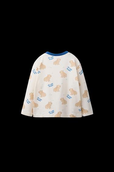 AGES 2-6/ CAPYBARA PRINT T-SHIRT AND TROUSERS PYJAMAS - camel by Zara