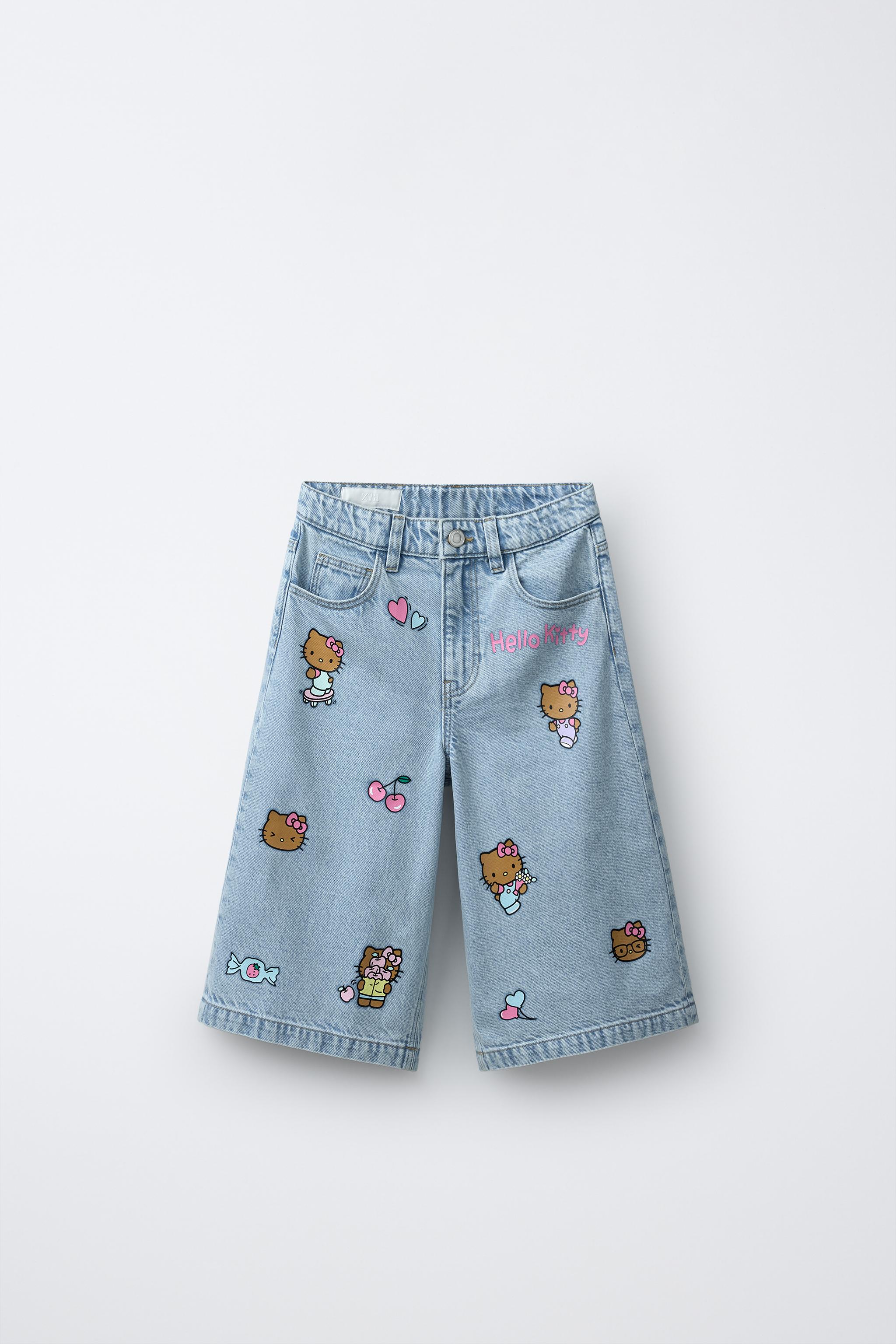 ハローキティ © サンリオ デニムバミューダパンツ - ライトブルー
