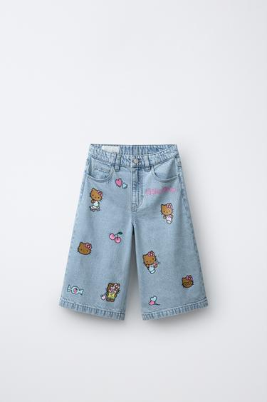 DENIM BERMUDASHORTS HELLO KITTY © SANRIO - lys blå fra Zara - Billede 0