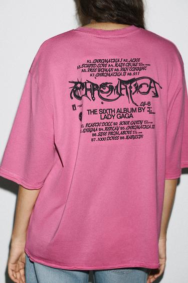 Zara LADY GAGA WASHED EFFECT T-SHIRT - Pink