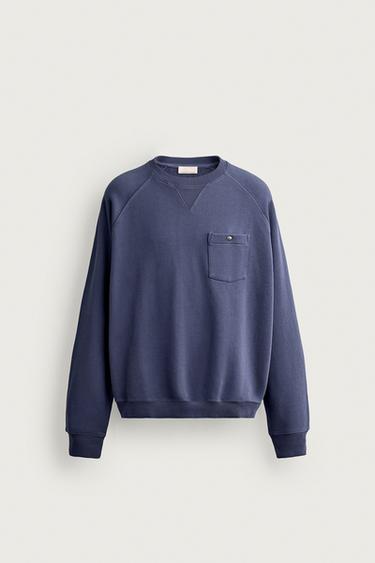 SUDADERA CREWNECK BOLSILLO - Azul medio de Zara