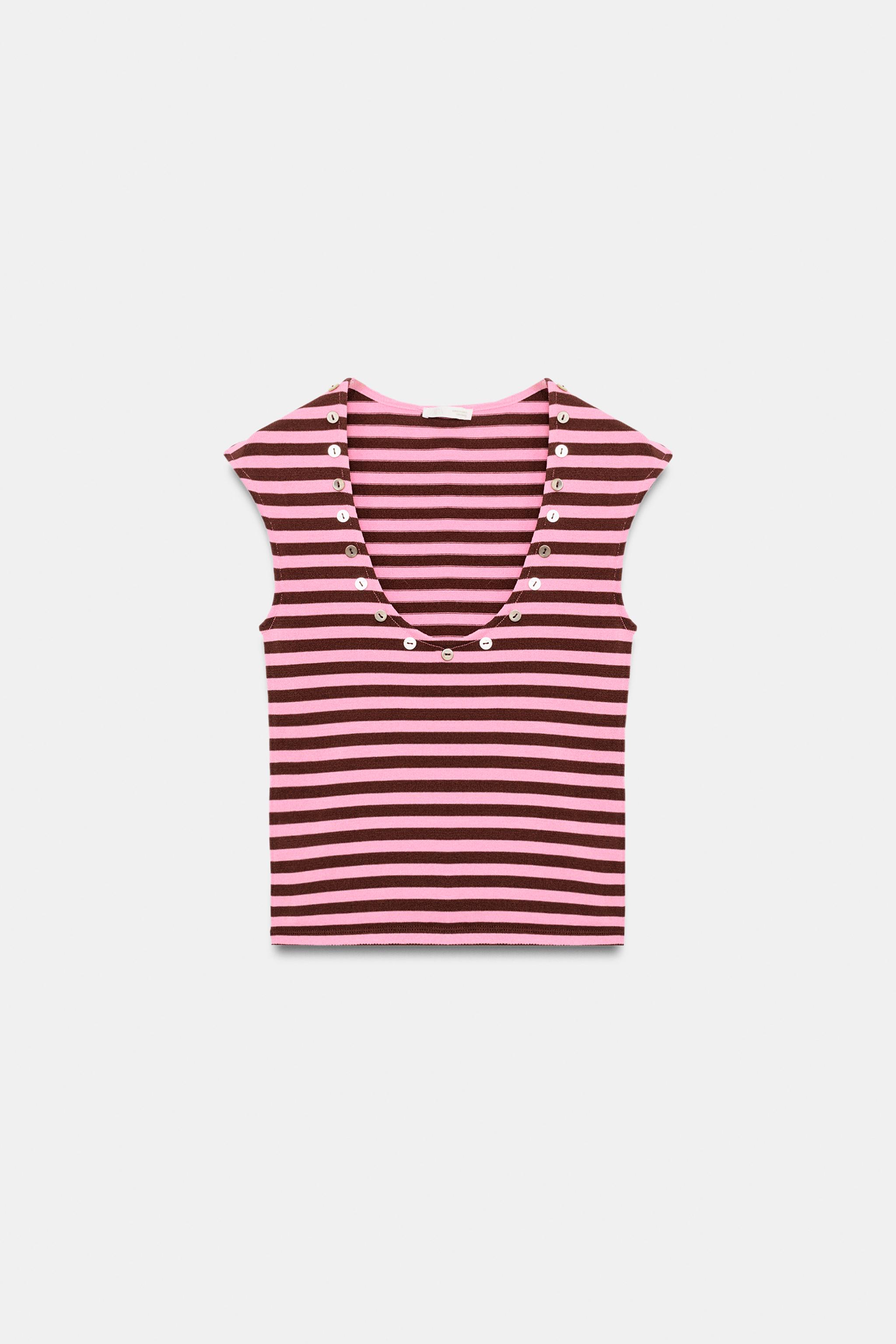 STRIPED BUTTON TOP