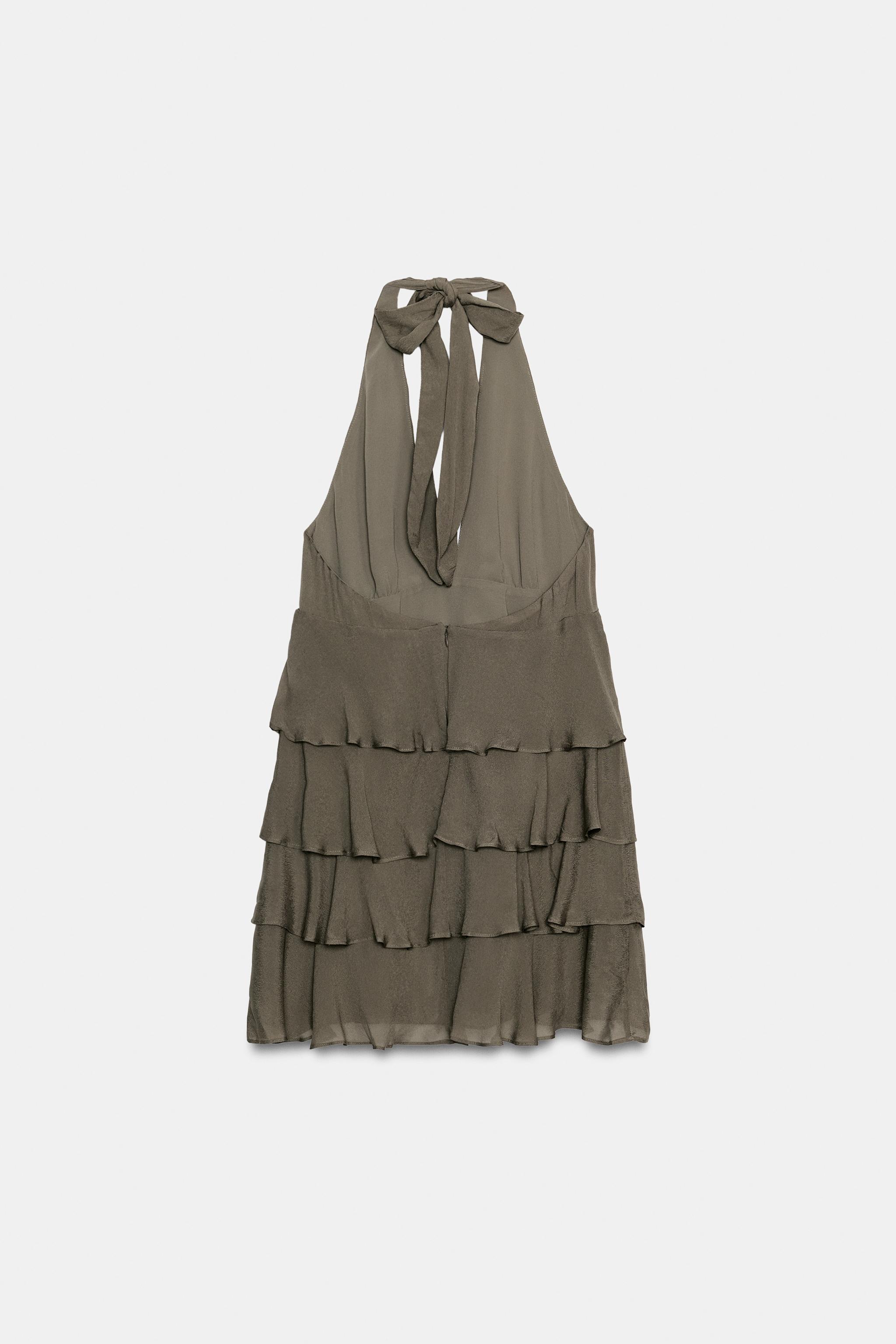 Zara FIRFIRLI HALTER MİNİ ELBİSE görsel 5