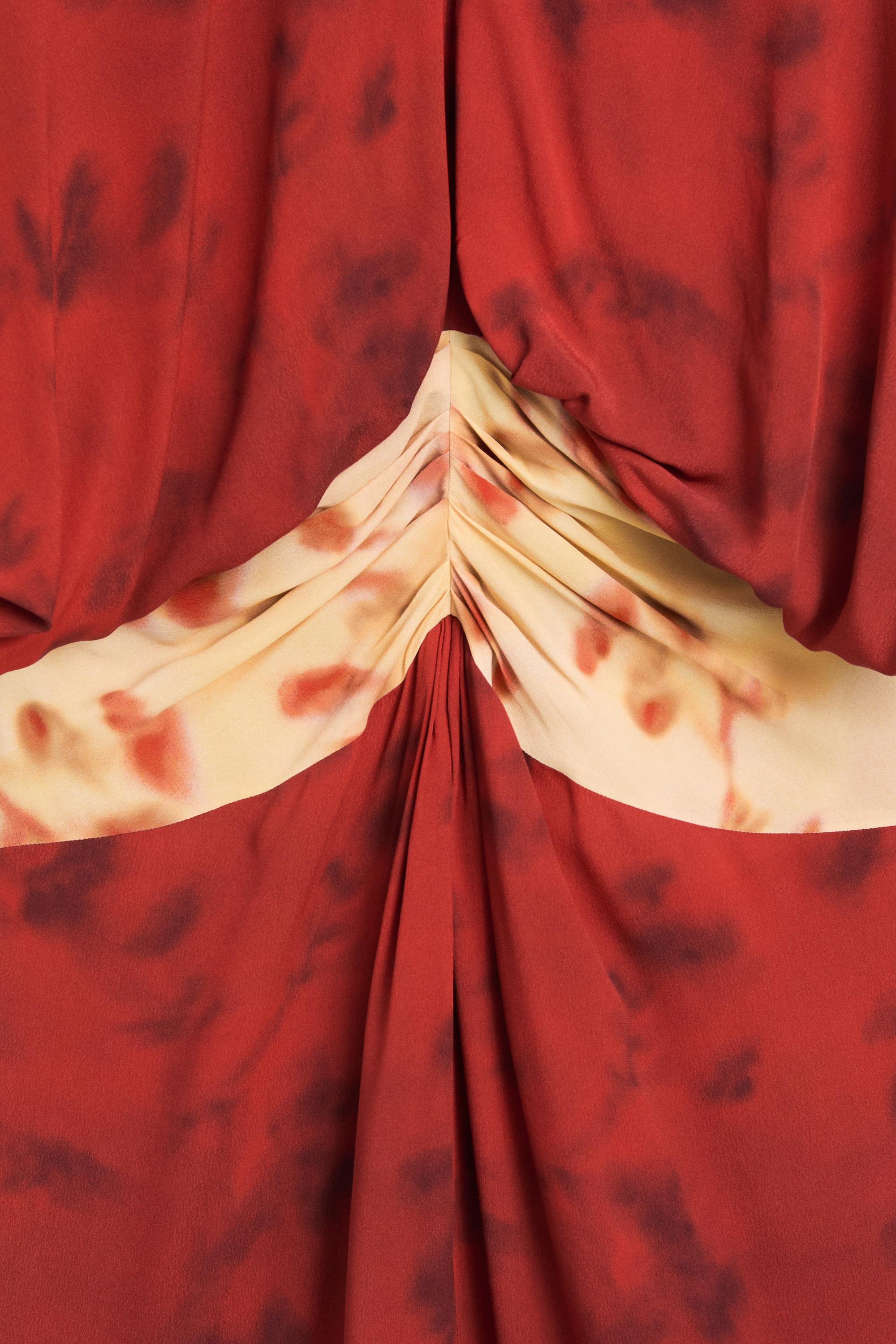 Printed flowing dress with sash detail