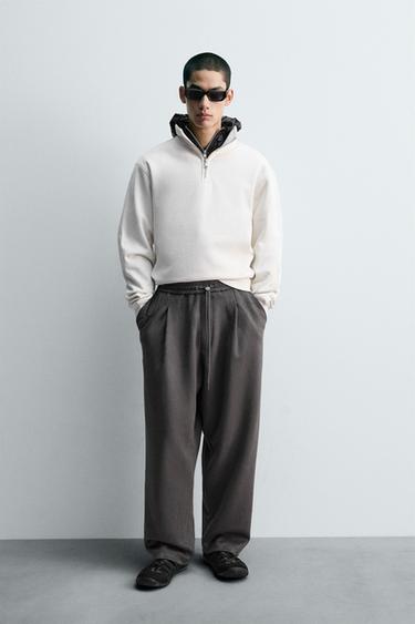 FAUX SUEDE PLEATED TROUSERS - Grey by Zara