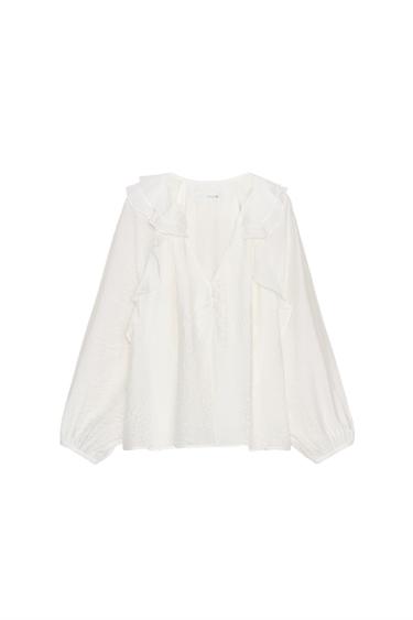 CAMISA VOLANTES - Blanco de Zara