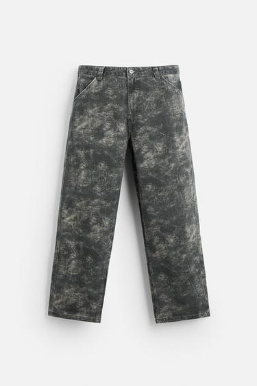 PANTALÓN BAGGY ESTAMPADO ABSTRACTO - Gris oscuro de Zara