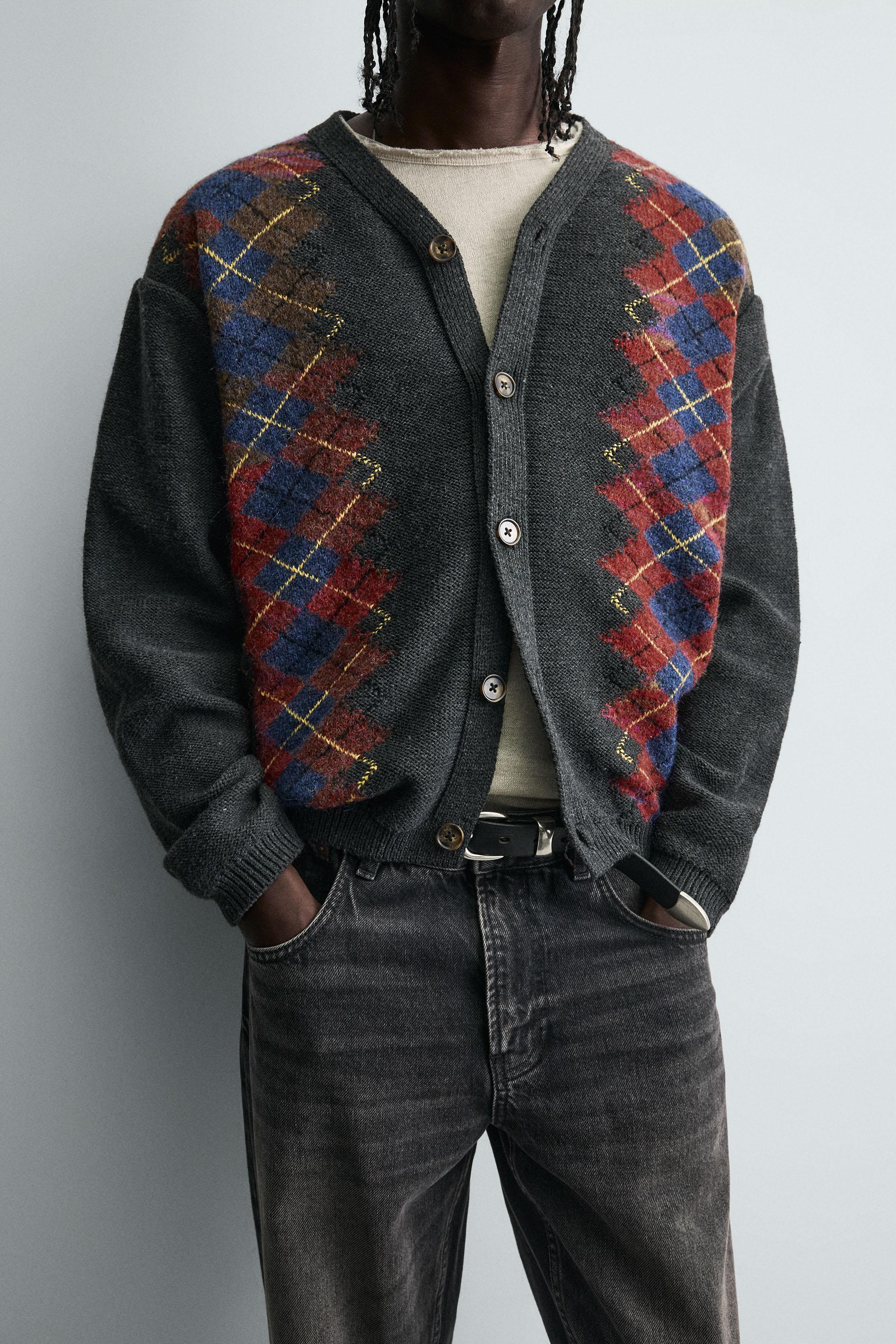 DIAMOND JACQUARD CARDIGAN