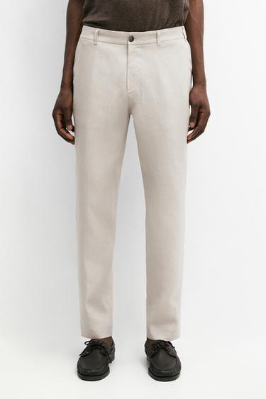 Tapered fit linen pants — Beige 2