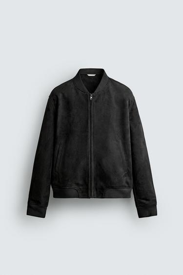 CAZADORA BOMBER EFECTO ANTE - Negro de Zara