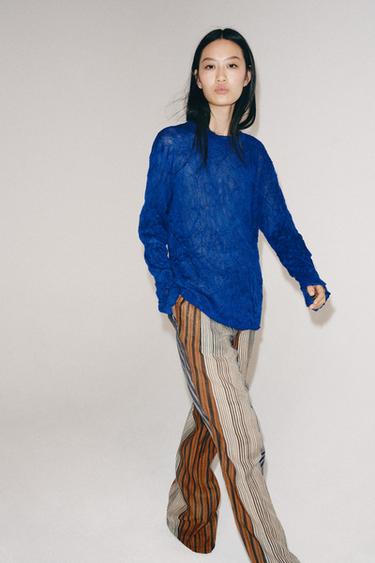 CRUMPLED EFFECT KNIT JUMPER - Cornflower blue by Zara - Image 1