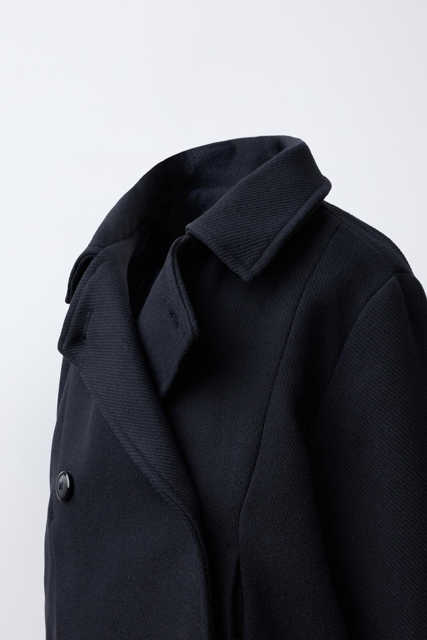 Детское пальто Zara Short Wool-Blend, цвет: Тёмно-синий — фото 3