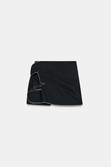 SHIMMER DRAPED SKORT - Black by Zara