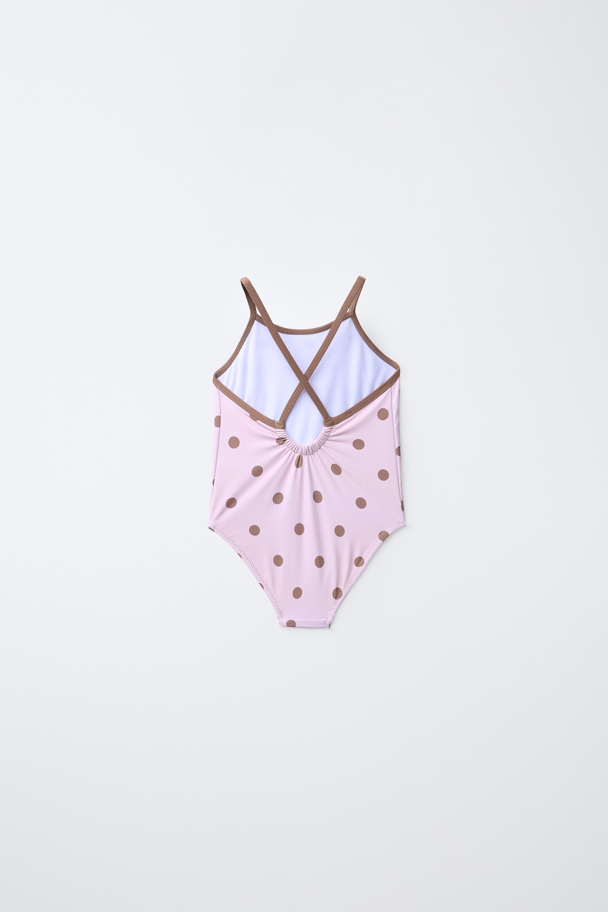 2-6 ANS/ MAILLOT DE BAIN À POIS ET LISERÉS EN CONTRASTE