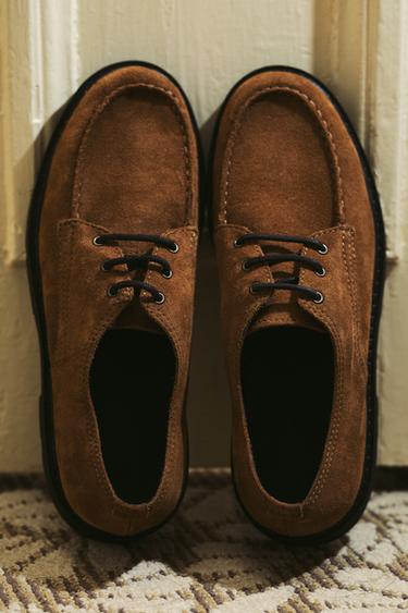 Zara 滾邊真皮鞋 - 棕色