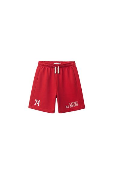 SLOGAN JOGGING BERMUDA SHORTS - Red by Zara