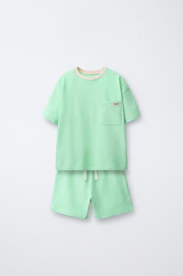 2-6 РОКІВ/ ОДНОТОННА ПІЖАМА З КИШЕНЕЮ - Зелений Zara