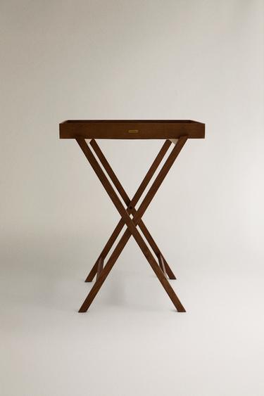 OAK WOOD TRAY WITH FOLDABLE LEGS - Oyster-white by Zara