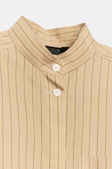 CHEMISE À RAYURES AVEC ÉPAULETTES - Marron clair de Zara - Image 8