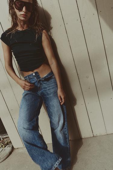 JEANS Z1975 CROPPED MID-RISE - Blauw van Zara