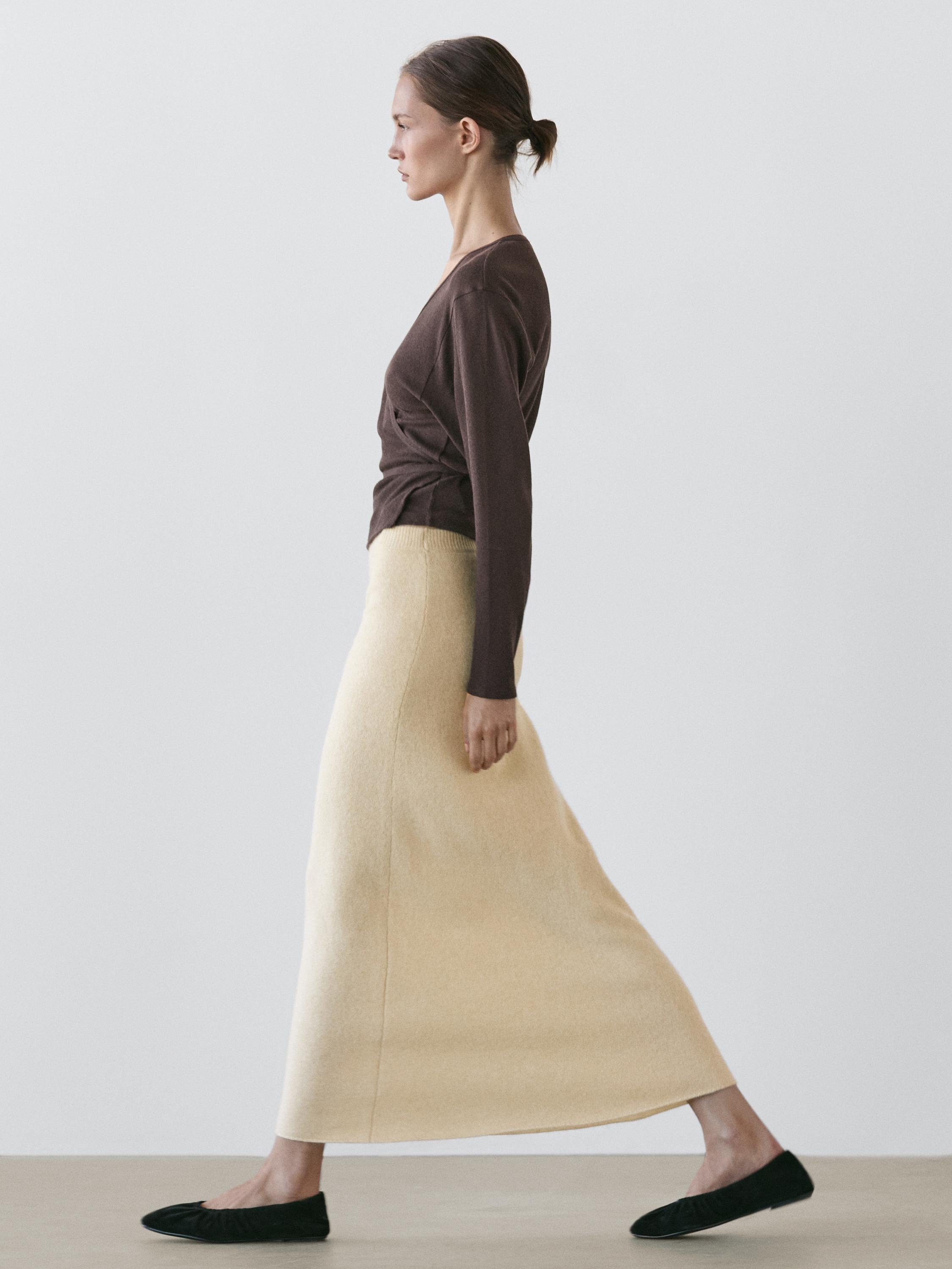 Knit alpaca and wool midi skirt