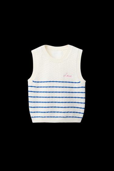STRIPED KNIT TOP - Ecru by Zara - Image 0