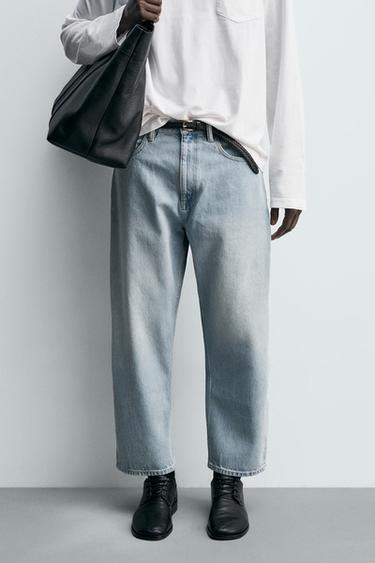Zara 錐形寬鬆版牛仔褲 - 淡藍色