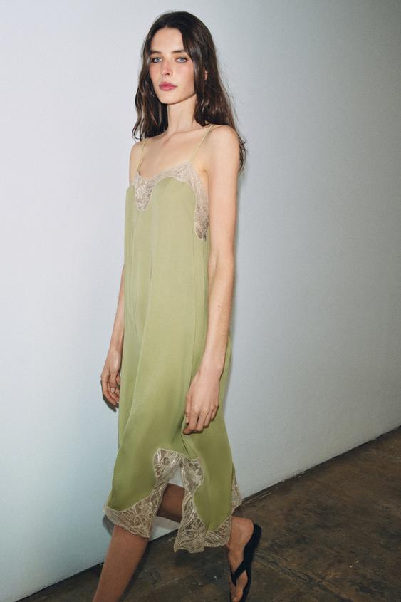 ZW COLLECTION SATIN LACE DRESS from Zara - $69.90