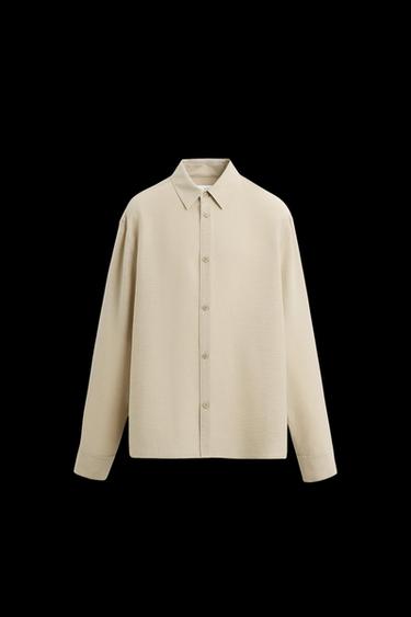 REGULAR FIT TEXTURED SHIRT - camel by Zara - Image 0