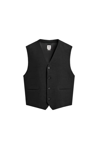 CHALECO TRAXE VISCOSA - LIÑO - Negro de Zara
