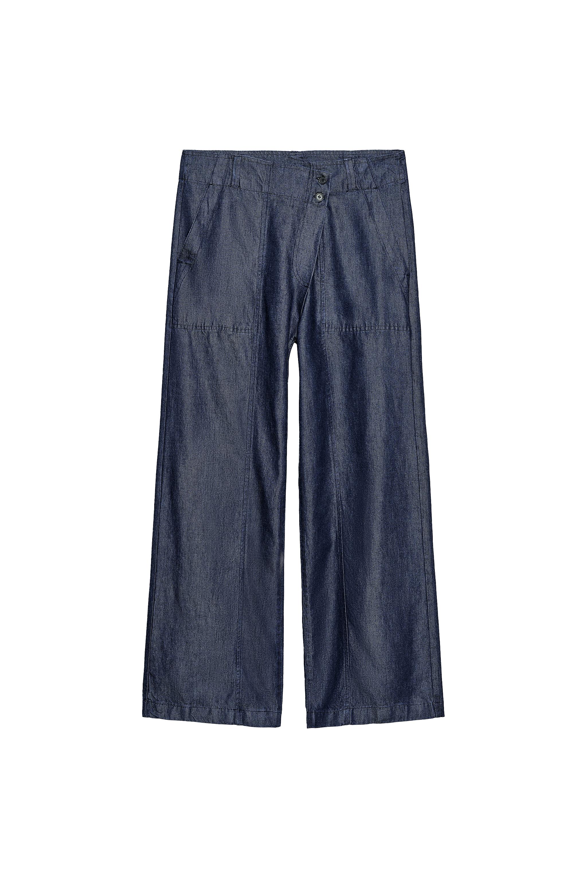 ZW COLLECTION CROSSOVER DENIM TROUSERS - Blue | ZARA South Africa