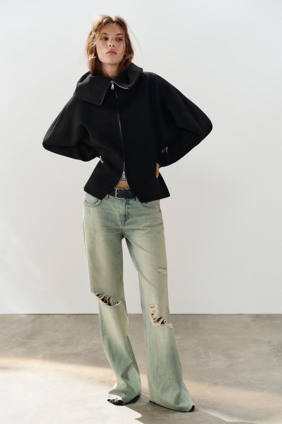 CHAQUETA PUNTO CUELLO SUBIDO - Negro de Zara - Imagen 0