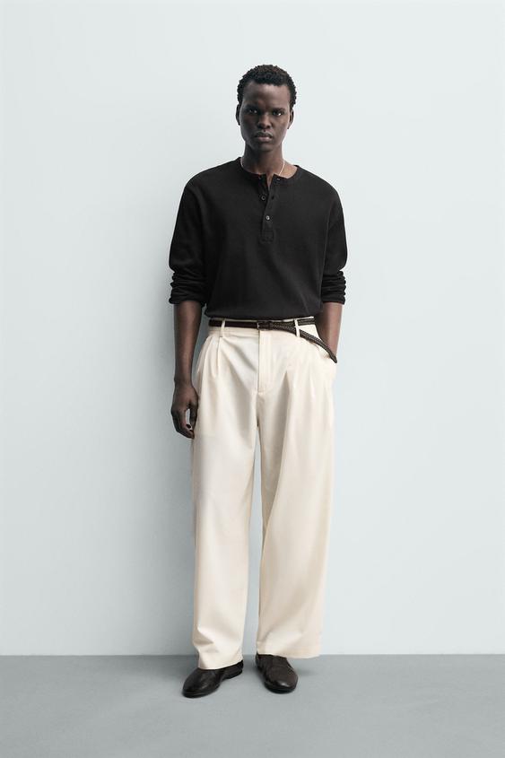 WOOL PLEATED PANTS