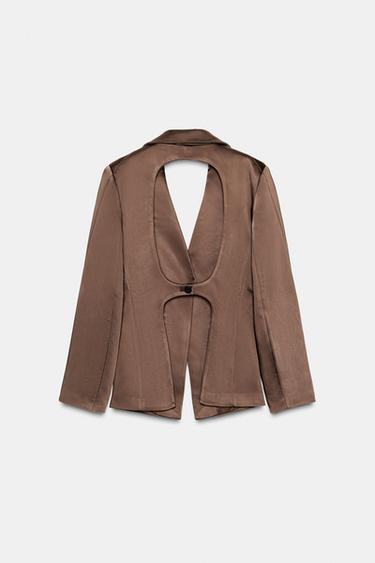 SATIN BLAZER WITH BACK VENTS - Marron chocolat de Zara - Image 10