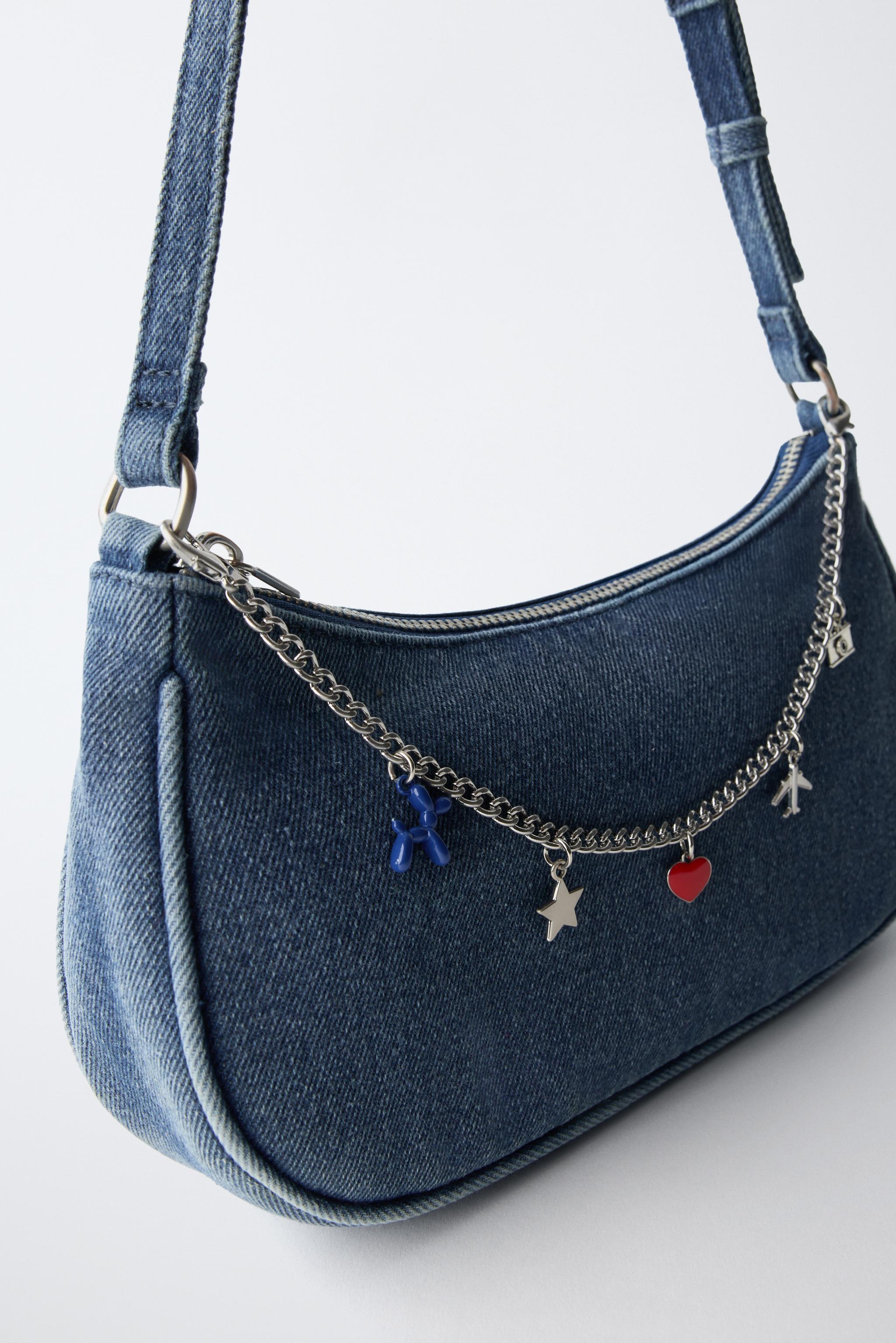SHOULDER BAG COM CHARMS - Azul-denim | ZARA Brasil