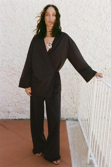 SURPLICE KIMONO - Aubergine by Zara - Image 0