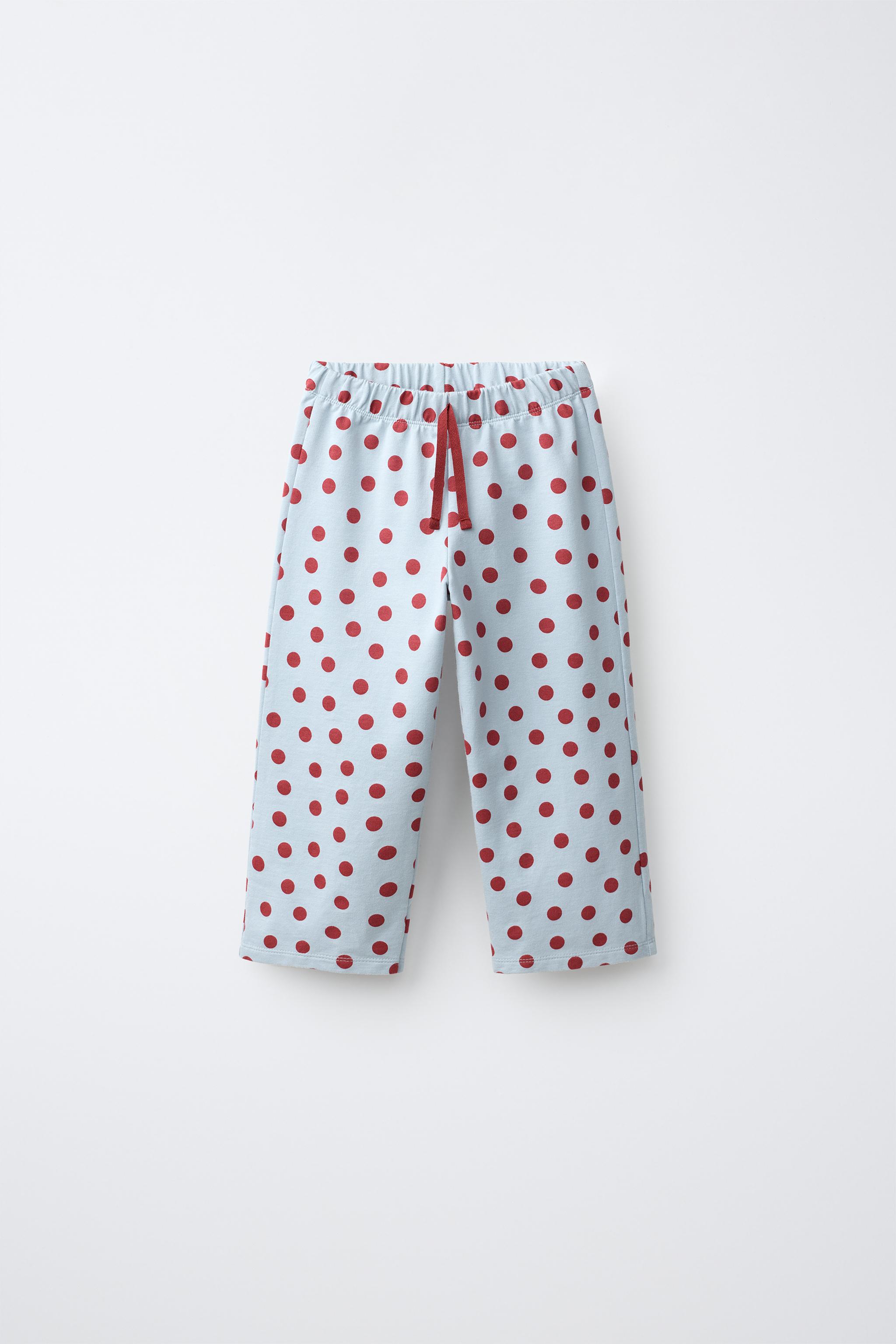 POLKA DOT WIDE LEG PANTS — Light blue